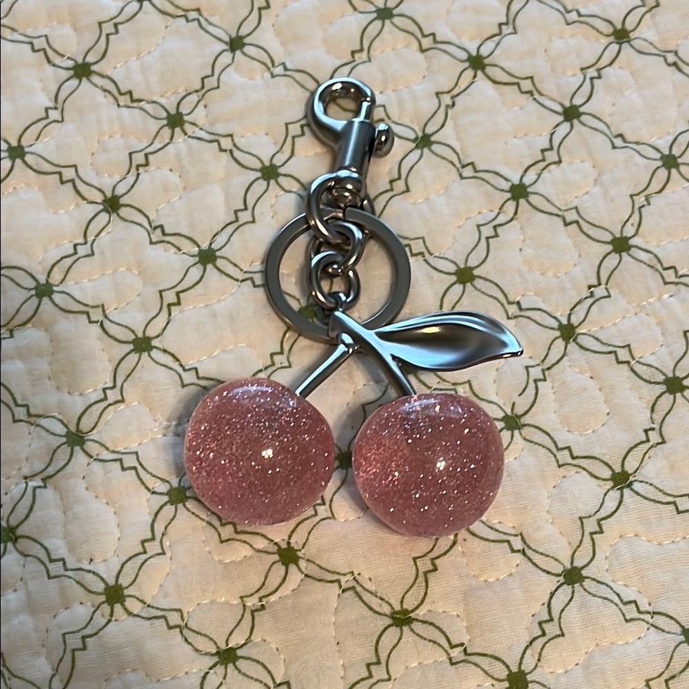 Cherry Keychain Accessory - Pink Glitter